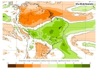 Segunda quinzena de fevereiro: muita chuva no centro-norte do Brasil com possível formação de ZCAS