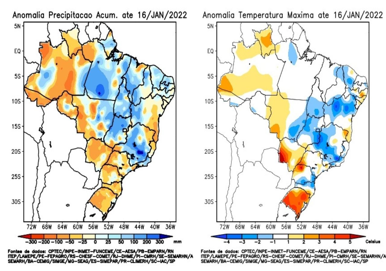 Segunda quinzena de janeiro com retorno das chuvas para o centro-sul