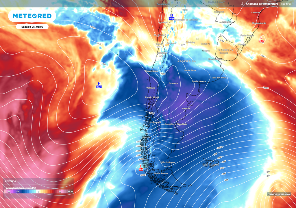 Una segunda burbuja de aire frío visitará Chile durante el fin de semana. Provocará heladas en diversos punto del sur y de la Patagonia.