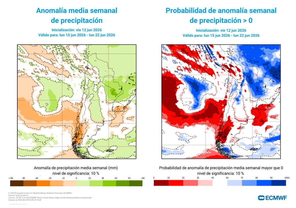 anomalía de precipitación Un núcleo frío de altura será responsable por dejar una semana con precipitaciones sobre el promedio en el norte de Chile.
