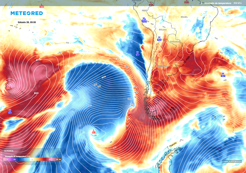 Un intenso calentamiento del aire se producirá en sectores de la Patagonia de Chile y Argentina, producto del avance de un potente sistema frontal durante el fin de semana.