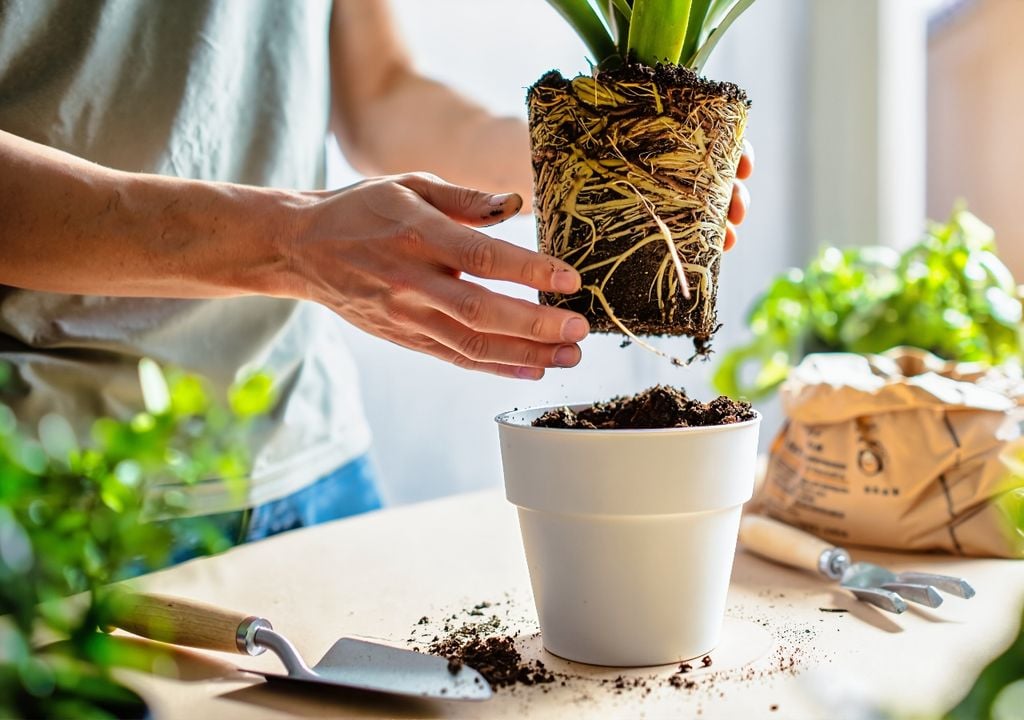 Las raíces que asoman por los agujeros de drenaje suelen ser una de las primeras señales de que la maceta quedó chica.