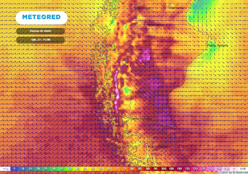 Rachas de viento previstas; modelo ECMWF Rachas de viento previstas; modelo ECMWF