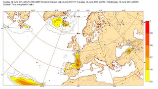 Semáforos de alertas meteorológicas: el EFI y el 18 junio 2013