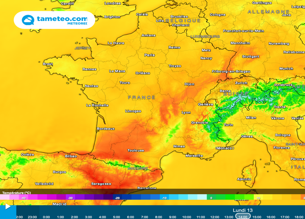 Pic de douceur pour la journée de lundi. Les 20°C possibles entre Pyrénées orientales et Alsace. Pic de douceur pour la journée de lundi. Les 20°C possibles entre Pyrénées orientales et Alsace.