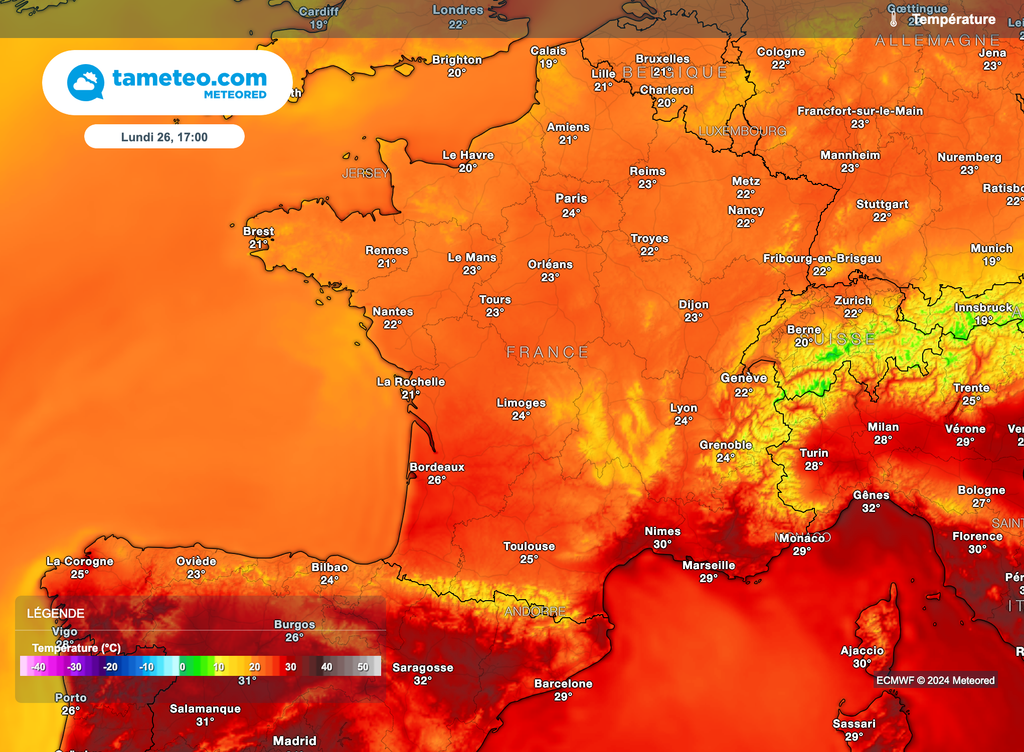 Peu de chaleur pour la journée de lundi en France.