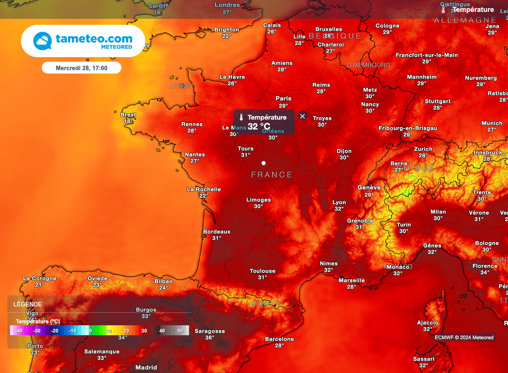 De fortes chaleurs sont à prévoir pour la journée de mercredi avec plus de 30°C annoncés à l'ombre.