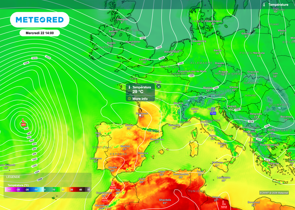 De la chaleur est prévue dans le sud-ouest de la France.