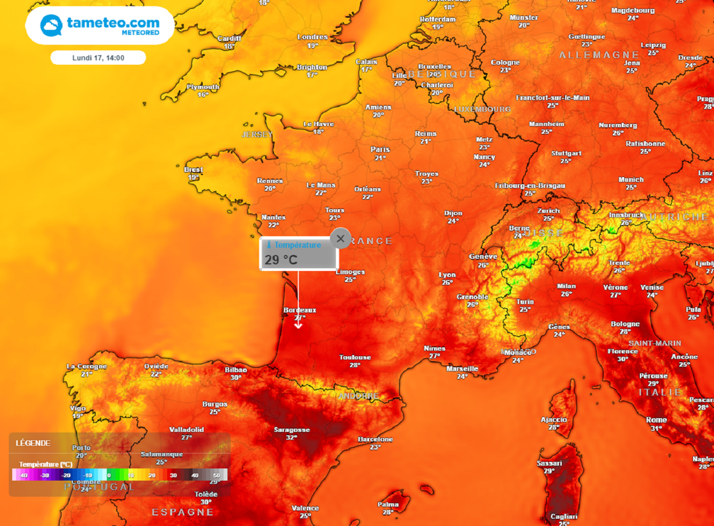 Entre dimanche et lundi, la chaleur tentera de revenir par le sud-ouest. Une fois de plus, elle ne parviendra pas à s'installer durablement...