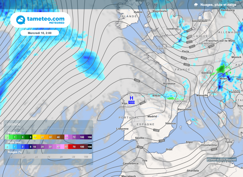 L'instabilité serait assez courte sur la durée : l'anticyclone reviendrait en effet par l'Espagne. L'instabilité serait assez courte sur la durée : l'anticyclone reviendrait en effet par l'Espagne.