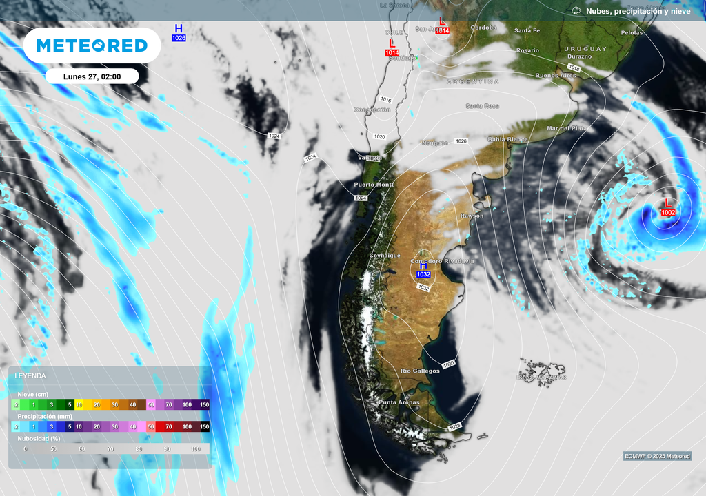 mapa de lluvia y nieve.
