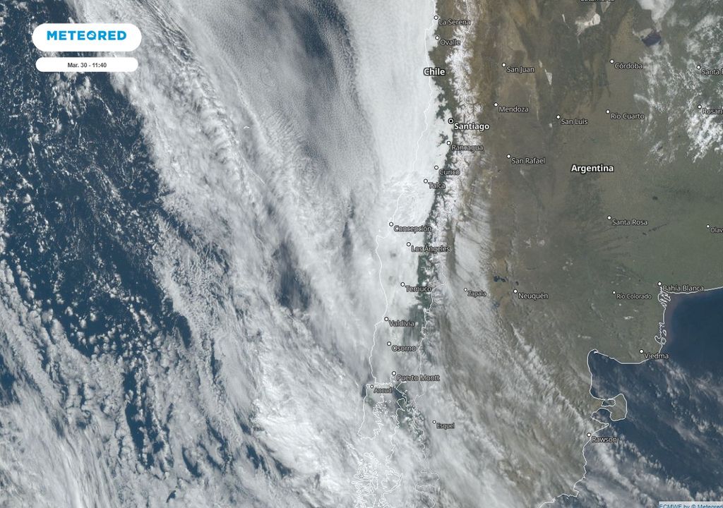 Imagen satelital; centro sur de Chile