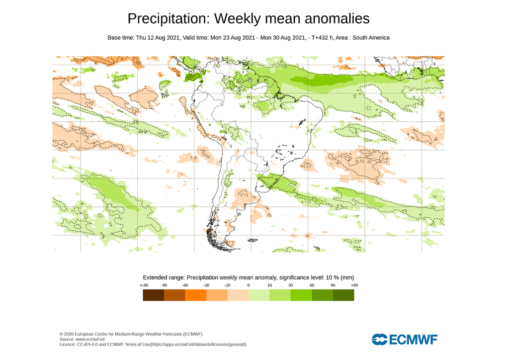 Precipitación: anomalías medias semanales 2021