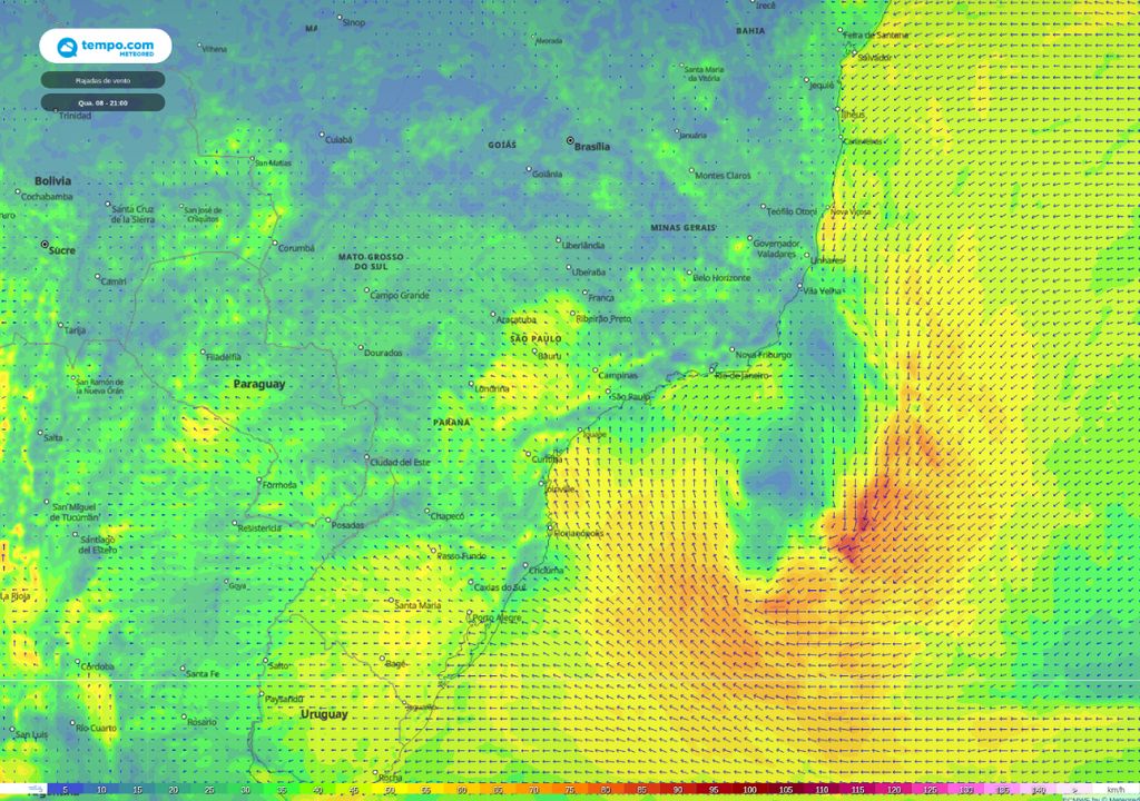rajadas de vento, ECMWF rajadas de vento, ECMWF