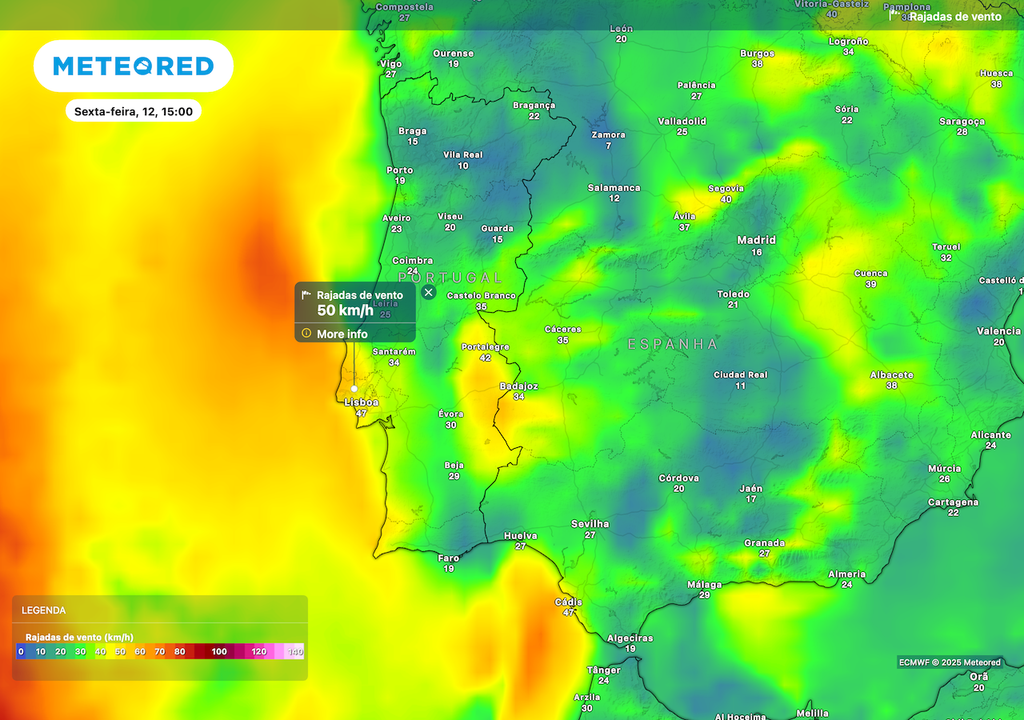 Vento sopra de norte no Litoral, com rajadas até 50 km/h.