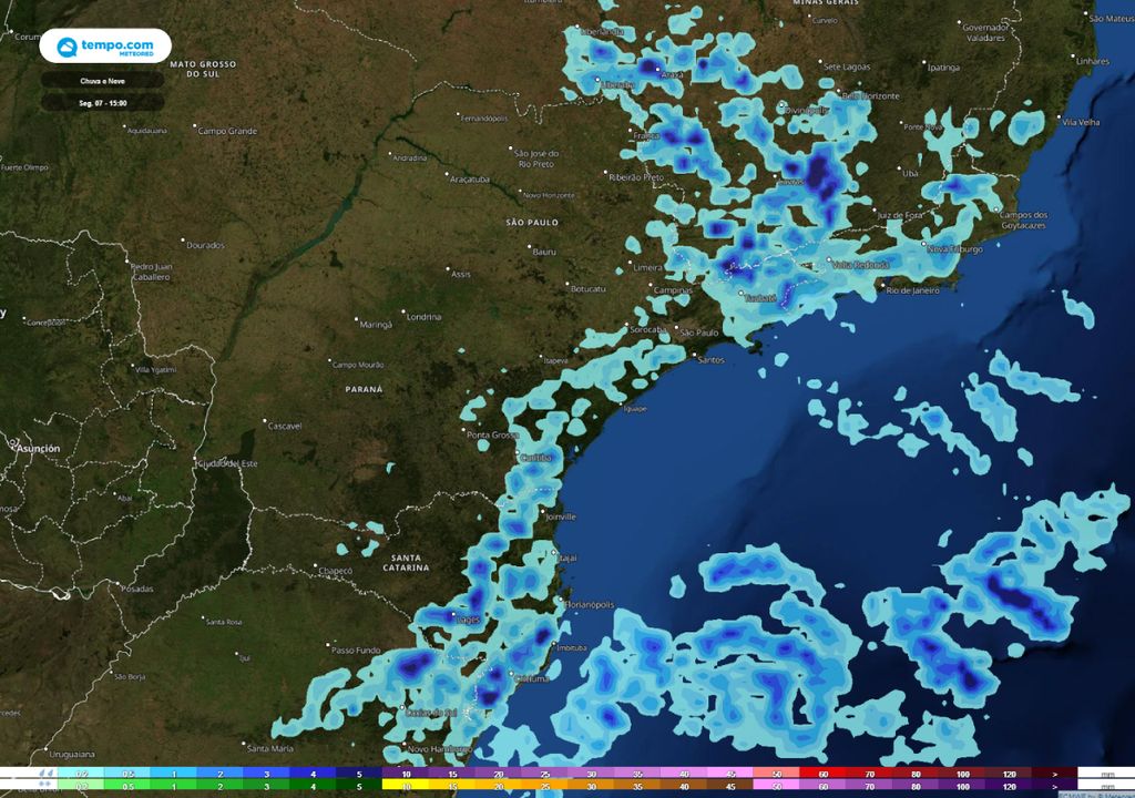 chuvas no Sudeste e Sul