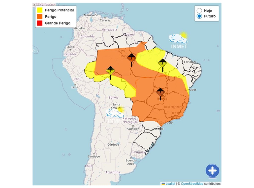 Aviso do INMET para esta segunda-feira, 2 de fevereiro.