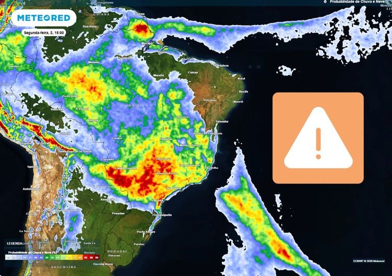 Semana come&ccedil;a sob alerta laranja em 16 estados de chuvas intensas e tempestades; confira a previs&atilde;o