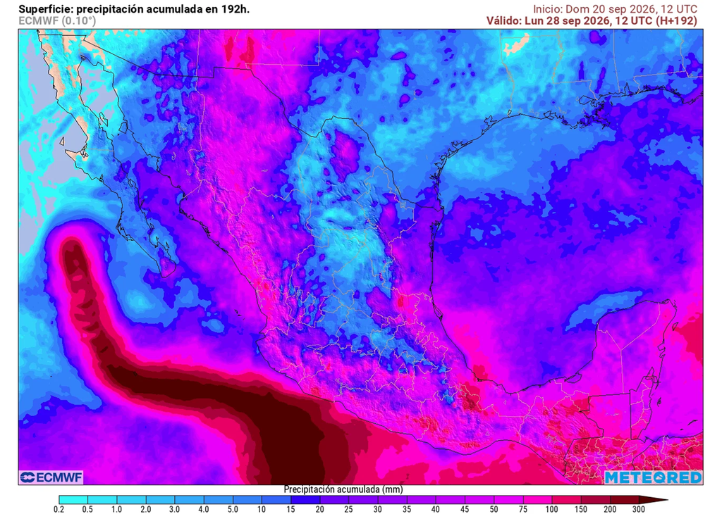 Pronóstico de precipitaciones acumuladas en milímetros Lluvias fuertes a torrenciales de 70-150 mm con locales mayores a 200 mm por posibles efectos de huracán, frente frío, entre otros.