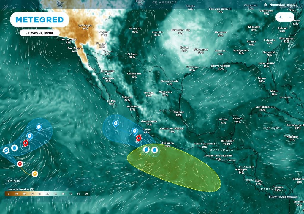 Semana con efectos de huracán, Monzón, frente frío y perturbación La humedad y muy fuertes tormentas estarán esta semana en gran parte de México con la formación del huracán Polo, el Monzón y otros sistemas meteorológicos.