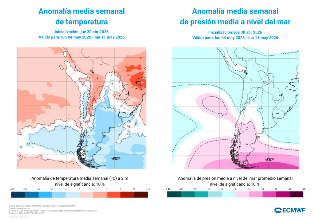 El anticiclón del Pacífico dará un paso al lado para permitir el paso de los sistemas frontales a Chile central. El descenso de temperaturas será también importante.