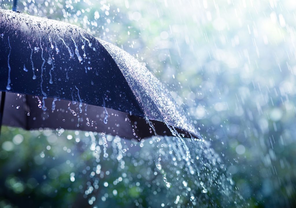 paragüas mojado por la lluvia
