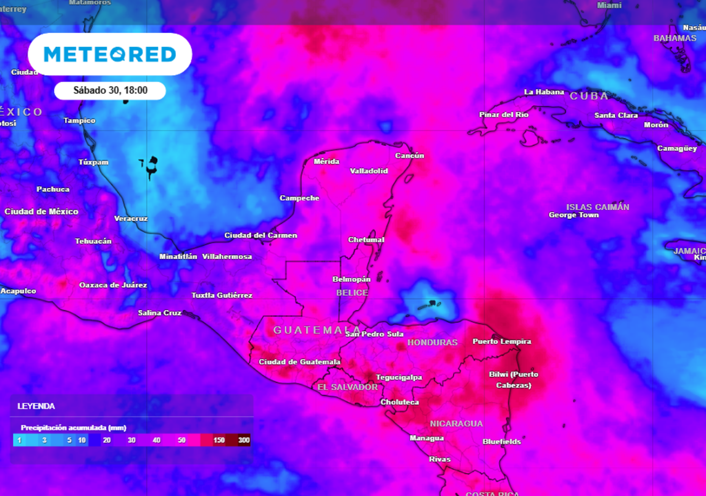 LLuvia Lluvia acumulada para los próximos días en la Península de Yucatán.