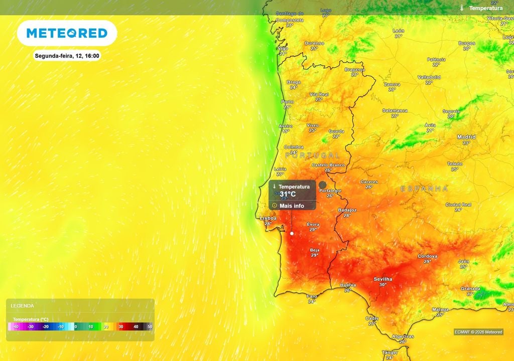 O início da semana poderá trazer temperaturas invulgarmente elevadas para meados de outubro, com valores próximos ou superiores a 30 ºC em algumas zonas do Alentejo.