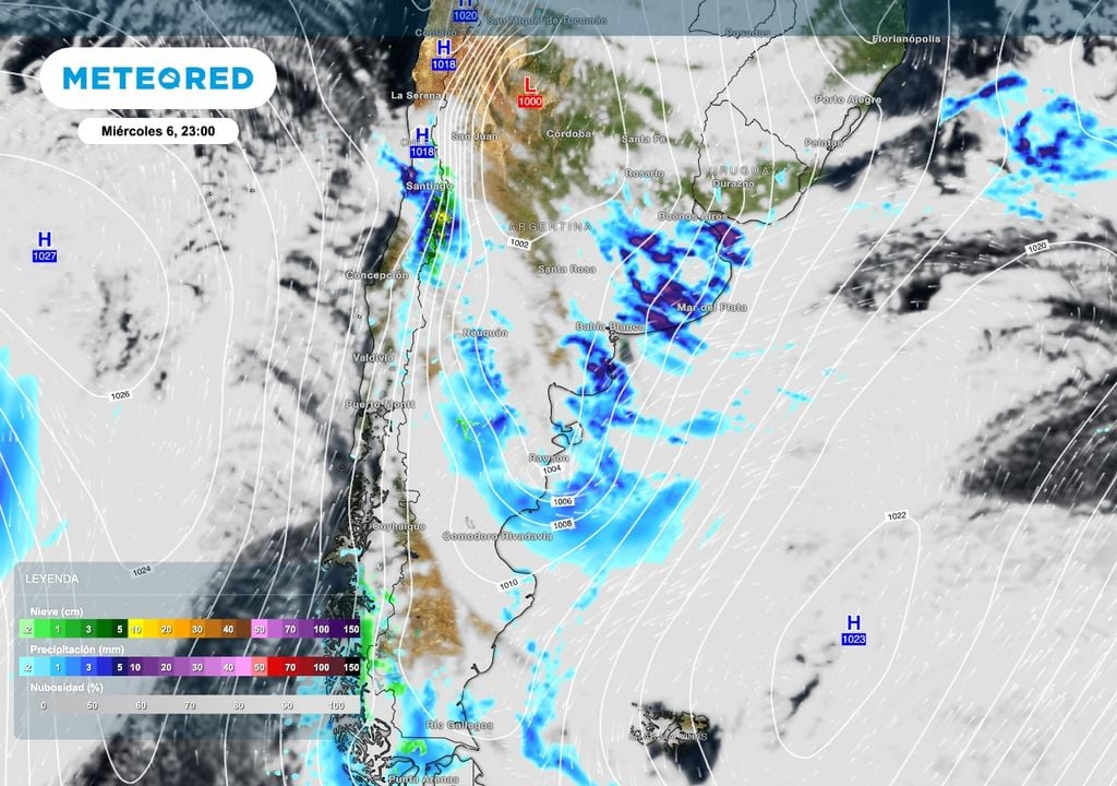 El sistema de baja presión que marcará la semana a nivel país se inicia con su desarrollo sobre el norte de la Patagonia asociado a un sistema que llegará desde el océano Pacífico.