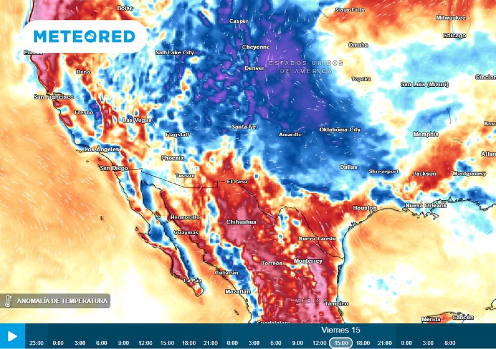 Modelo ECMWF - Anomalía de temperaturas en °C Modelo ECMWF - Anomalía de temperaturas en °C