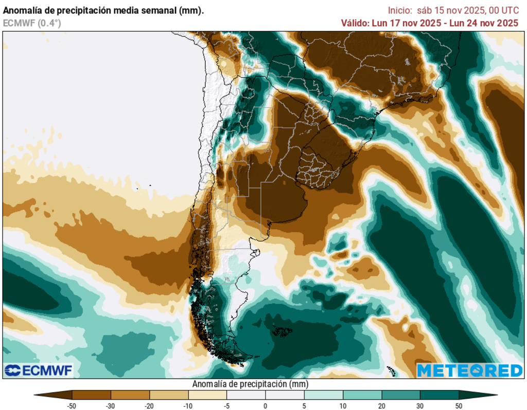 mapa de anomalía de precipitación.