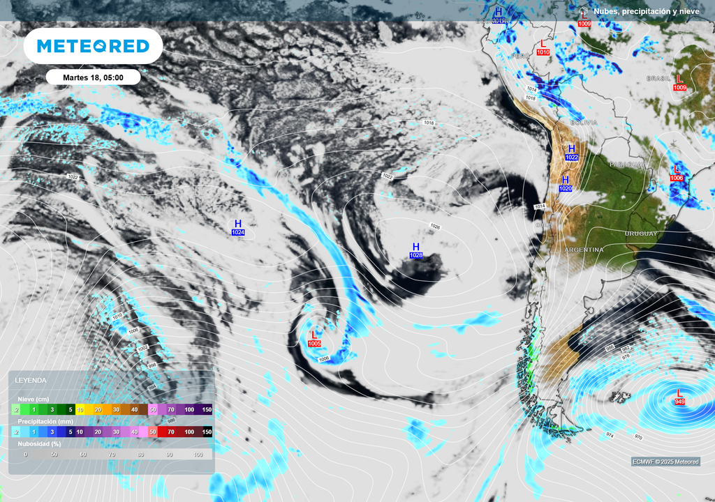 mapa de lluvia y nieve.