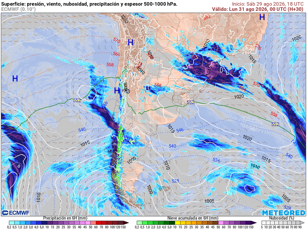 La semana comienza con lluvias desde el centro al sur del país.