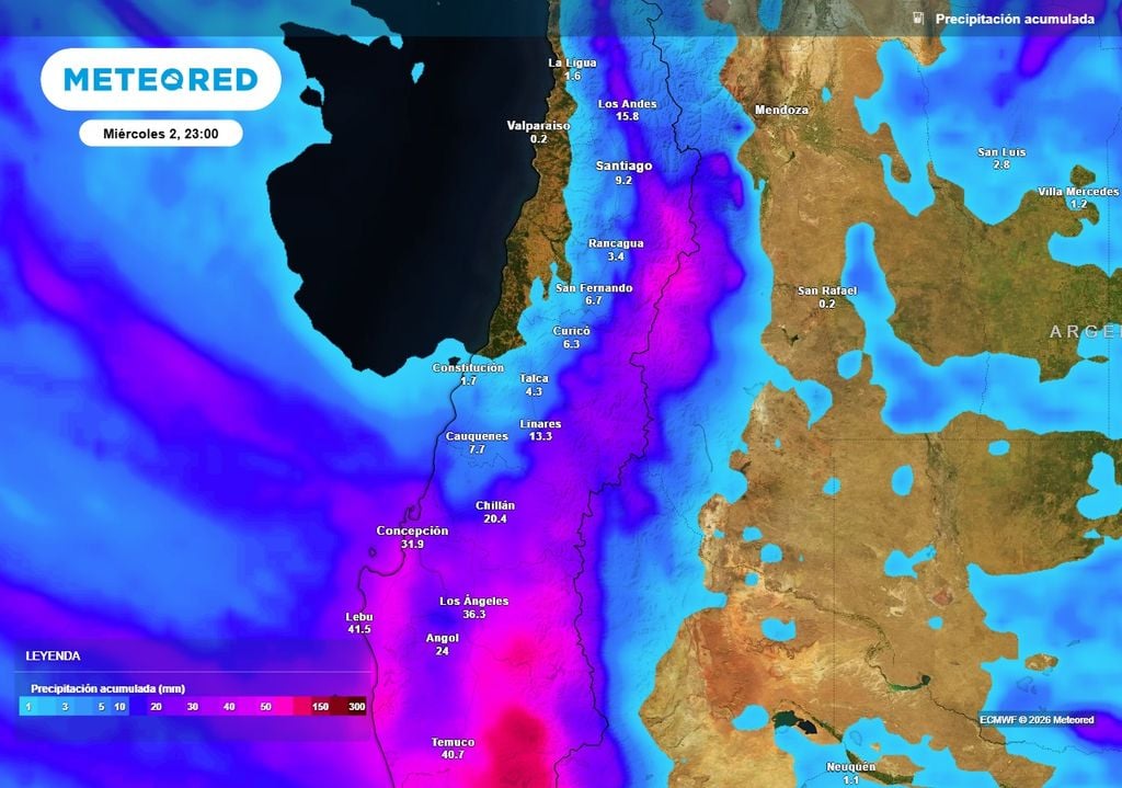 Las precipitaciones de esta semana se concentrarán en el centro sur y en sectores interiores y precordilleranos.