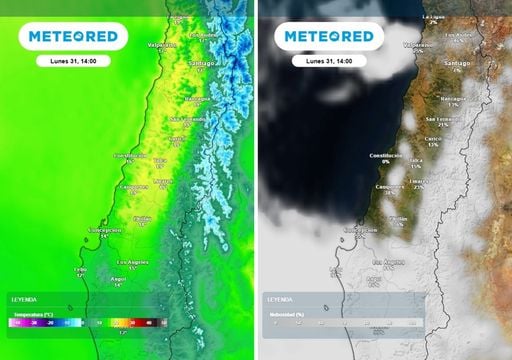Semana de contrastes en la zona central: desde lluvias de 13 mm en Biob&iacute;o hasta 23&deg;C en Los Andes y Santiago