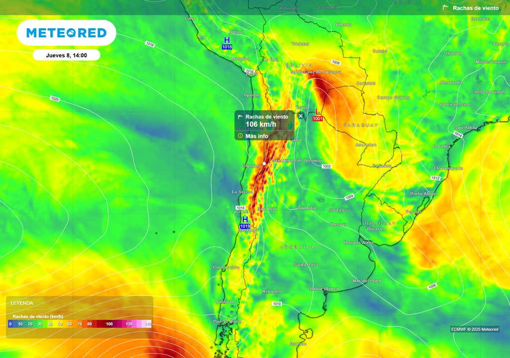 mapa de ráfagas de viento