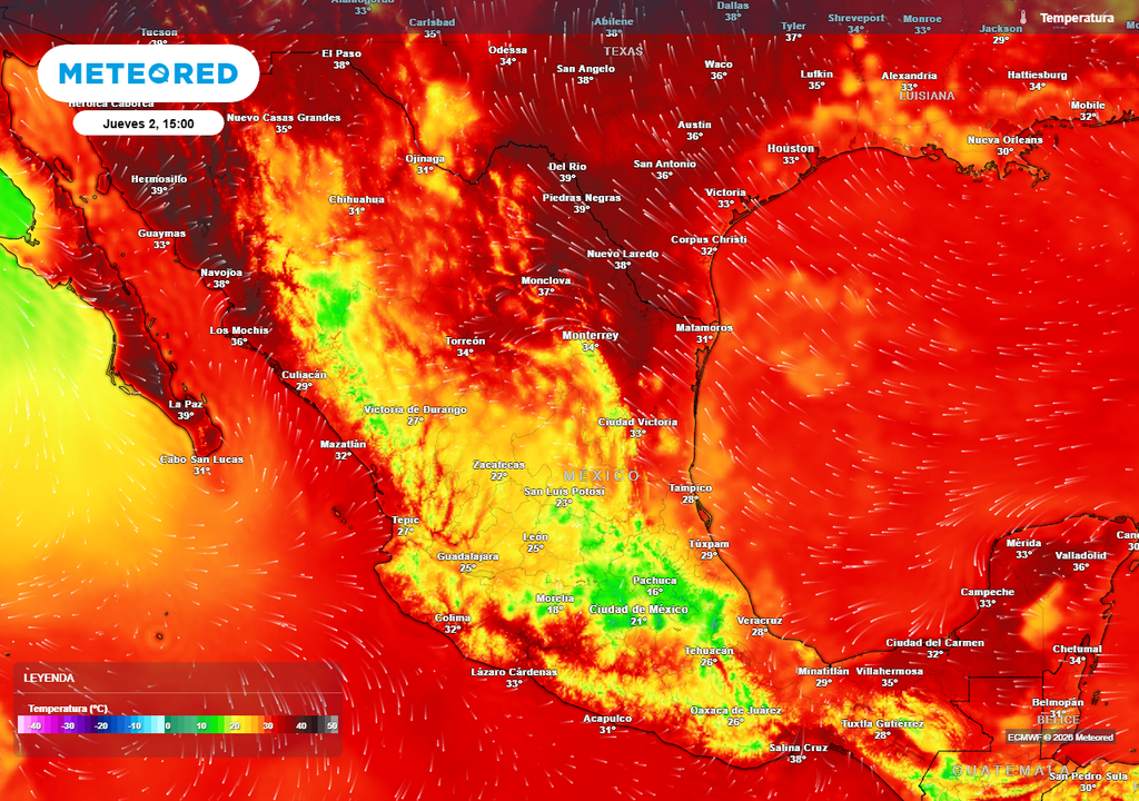 El calorón veraniego se sentirá en el norte y sureste con 35-45 °C, así como estados costeros, refrescándose el Altiplano de 15-25 °C por las constantes lluvias.