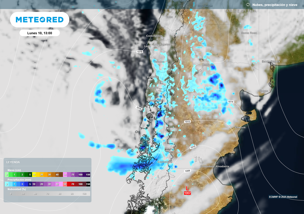 mapa de lluvia y nieve.
