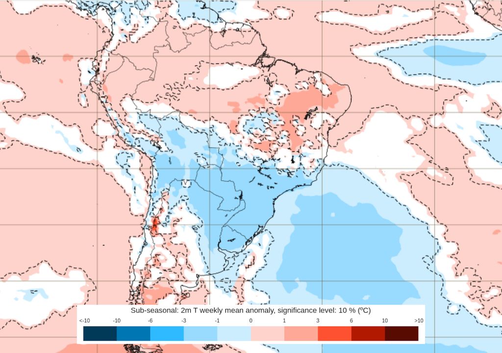 Previsão de anomalias de temperatura entre os dias 9 e 16 de Junho. Previsão de anomalias de temperatura entre os dias 9 e 16 de Junho.