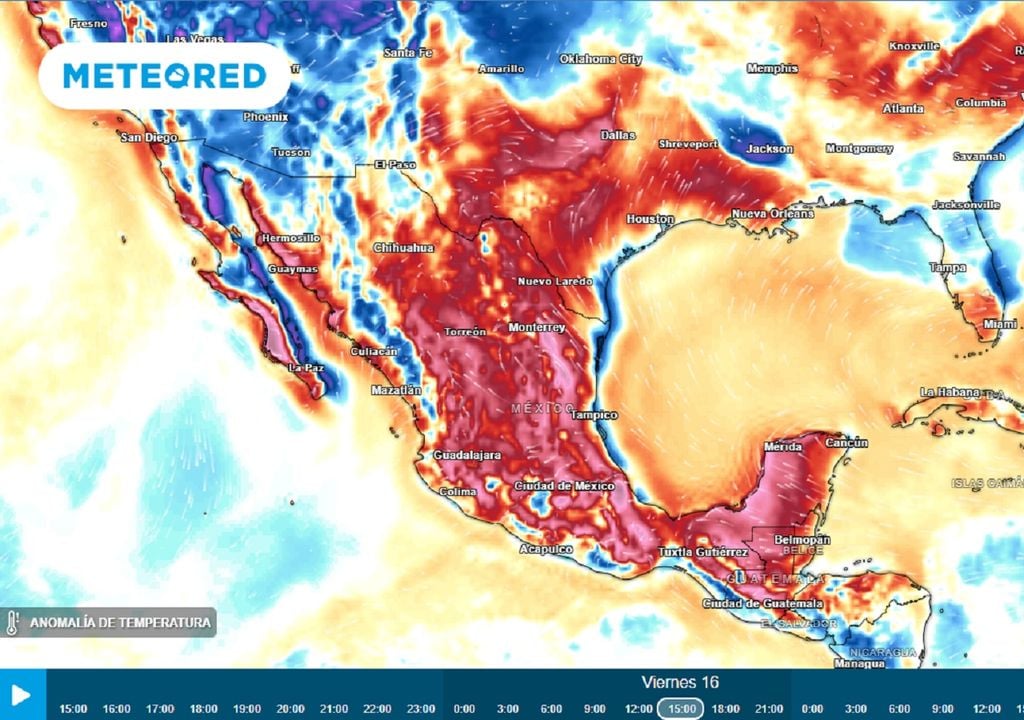 Anomalía de temperaturas en °C