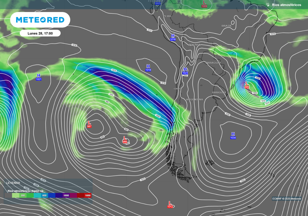 mapa de río atmosférico.