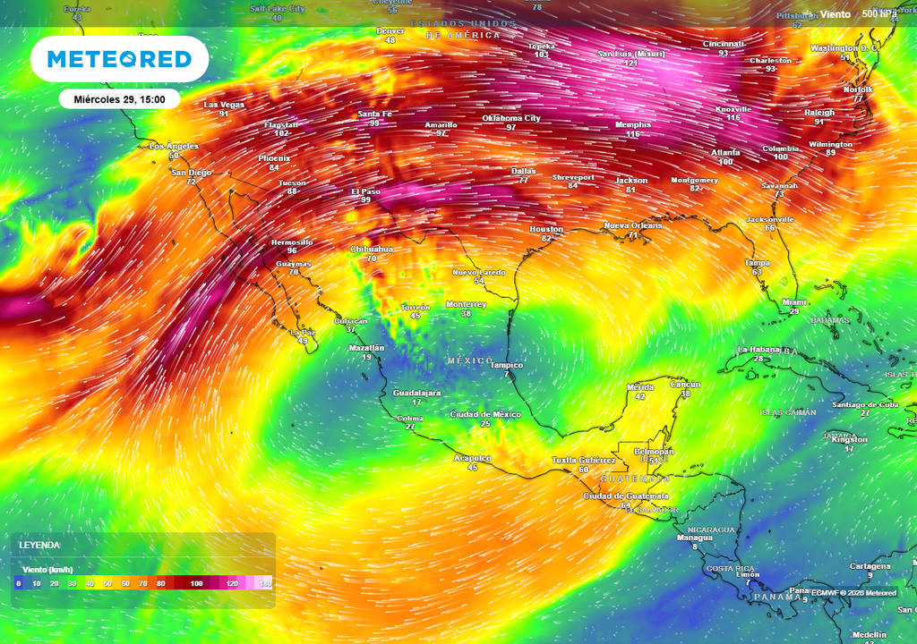 El anticiclón se fortalecerá y estará posicionado sobre México durante esta semana, intensificando la Ola de Calor con 30-45 °C.