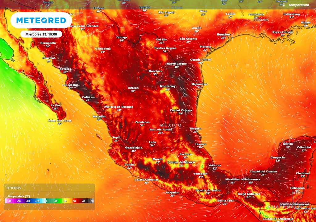 Ola de calor con 30-45 °C dominará, pero la Huasteca, Papaloapan y península de Yucatán podrían rondar 46-49 °C.