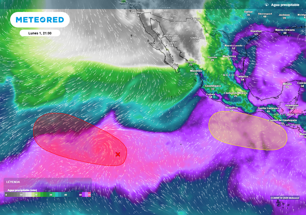 Pronóstico de agua precipitable y sistemas ciclónicos Al sur del país, en el Golfo de Tehuantepec, podría formarse una perturbación el fin de semana aportando lluvias abundantes junto con otros sistemas.