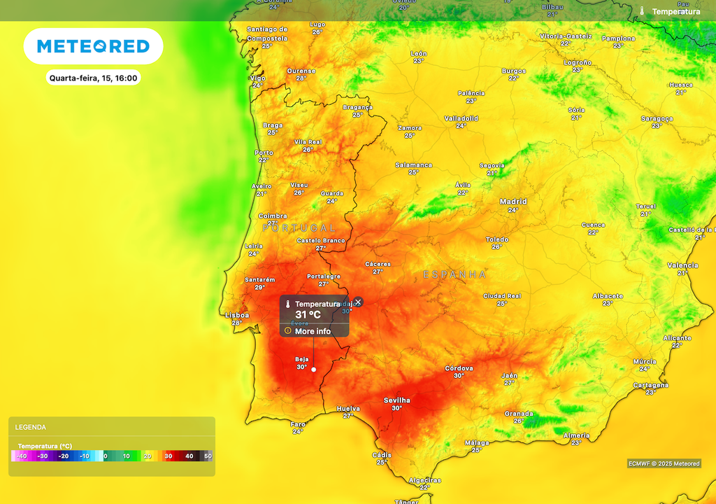 Temperaturas elevadas que podem chegar aos 30 ºC em algumas localidades. Temperaturas elevadas que podem chegar aos 30 ºC em algumas localidades.