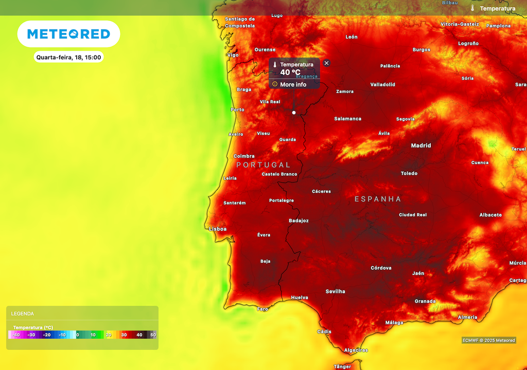 Temperaturas muito elevadas ao longo da semana com 40 ºC Temperaturas muito elevadas ao longo da semana com 40 ºC