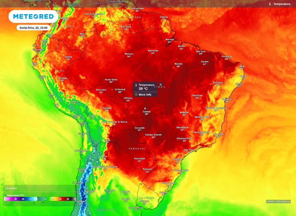 Temperatura máxima prevista para a tarde de sexta-feira (22).