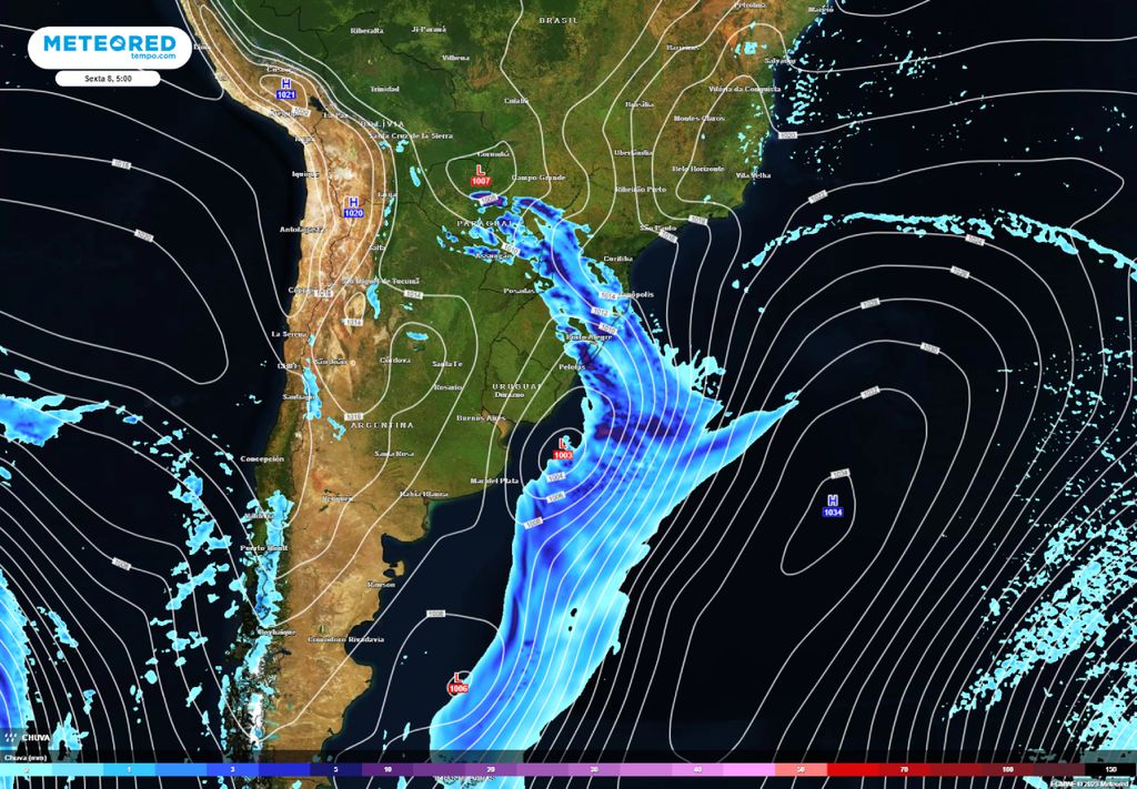 ciclone e frente fria na Região Sul