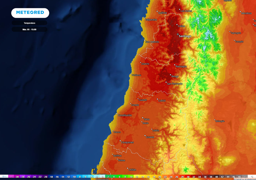 Temperatura prevista; modelo ECMWF