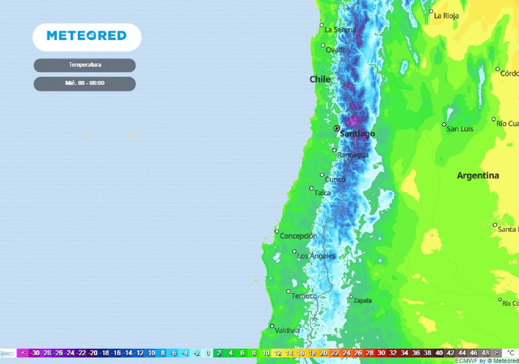 Temperatura prevista; modelo ECMWF Temperatura prevista; modelo ECMWF